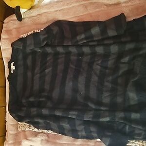 Green and Black striped cardigan